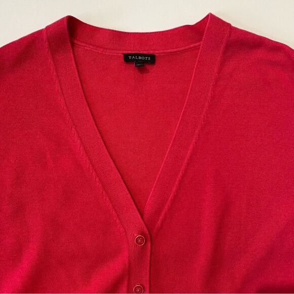 Talbots Cranberry Color Button Down Cotton Blend Knit Cardigan Women's Size XS - Picture 9 of 14